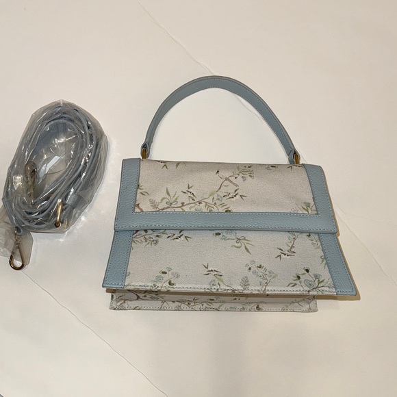 Neely & Chloe Handbags - Ariel Okin X Neely & Chloe Floral Top-Handle Shoulder Bag in Light Blue